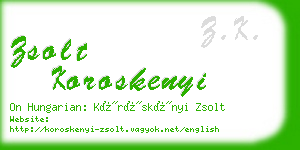 zsolt koroskenyi business card